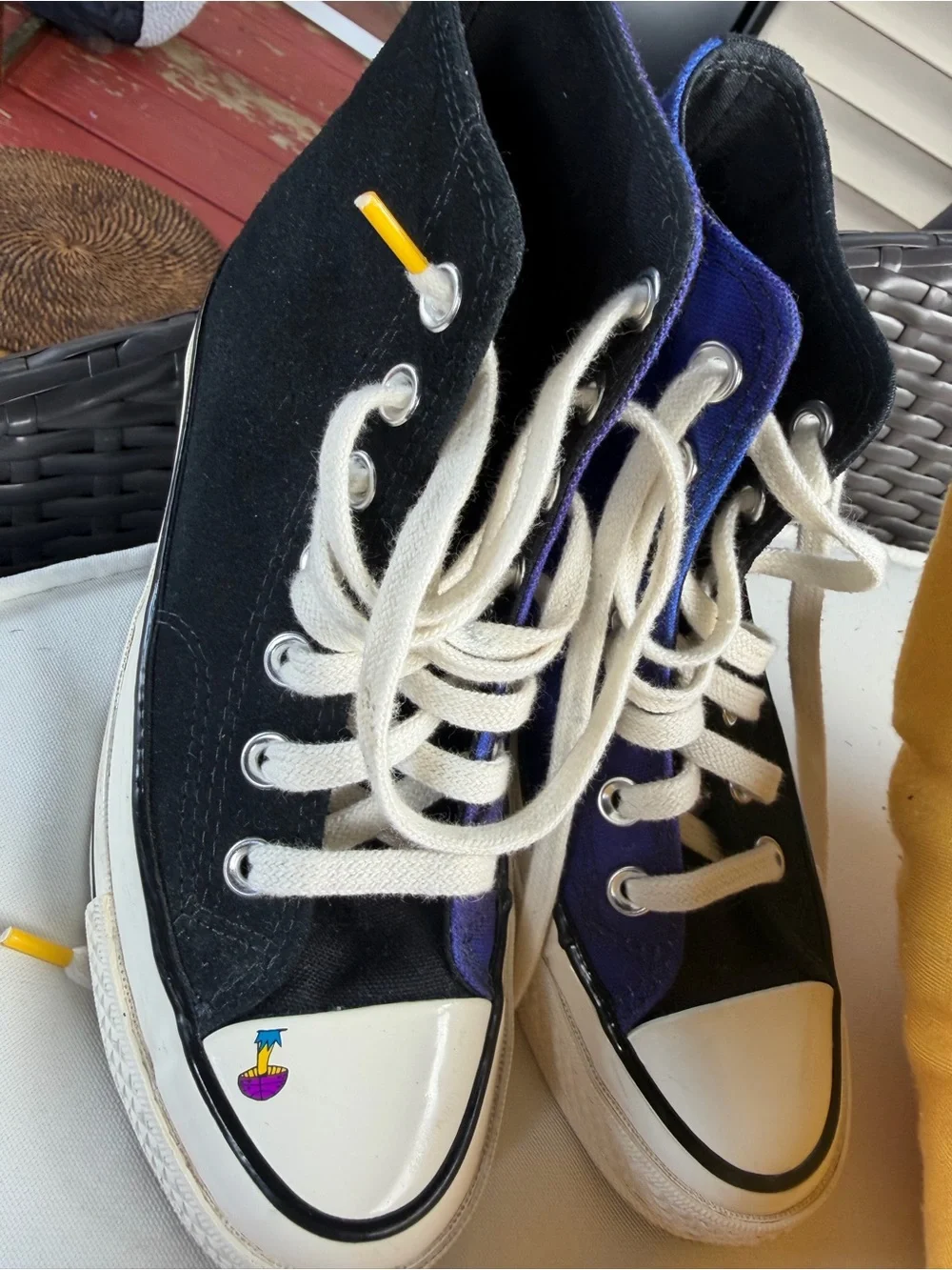 Converse Two-Tone High Top Sneakers - Black & Blue